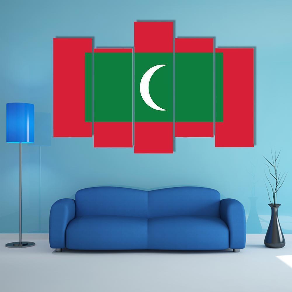 Maldives Flag Canvas Wall Art-5 Pop-Gallery Wrap-47" x 32"-Tiaracle