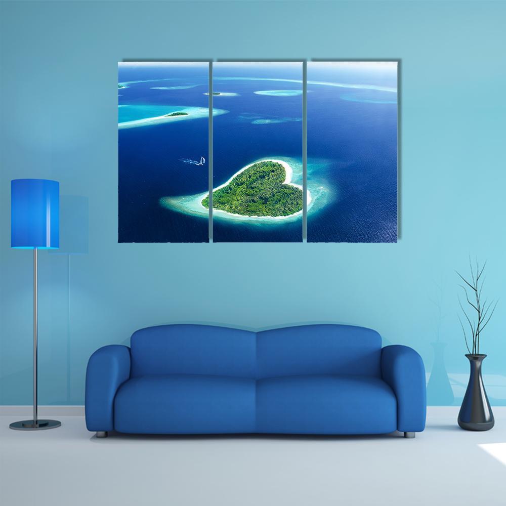 Heart Shaped Island Canvas Wall Art-3 Horizontal-Gallery Wrap-37" x 24"-Tiaracle