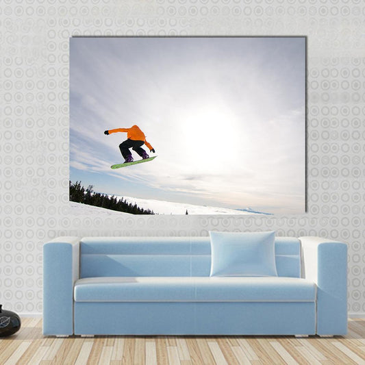 Male Snowboarder Canvas Wall Art-1 Piece-Gallery Wrap-48" x 32"-Tiaracle