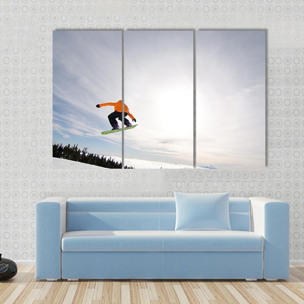 Male Snowboarder Canvas Wall Art-3 Horizontal-Gallery Wrap-37" x 24"-Tiaracle