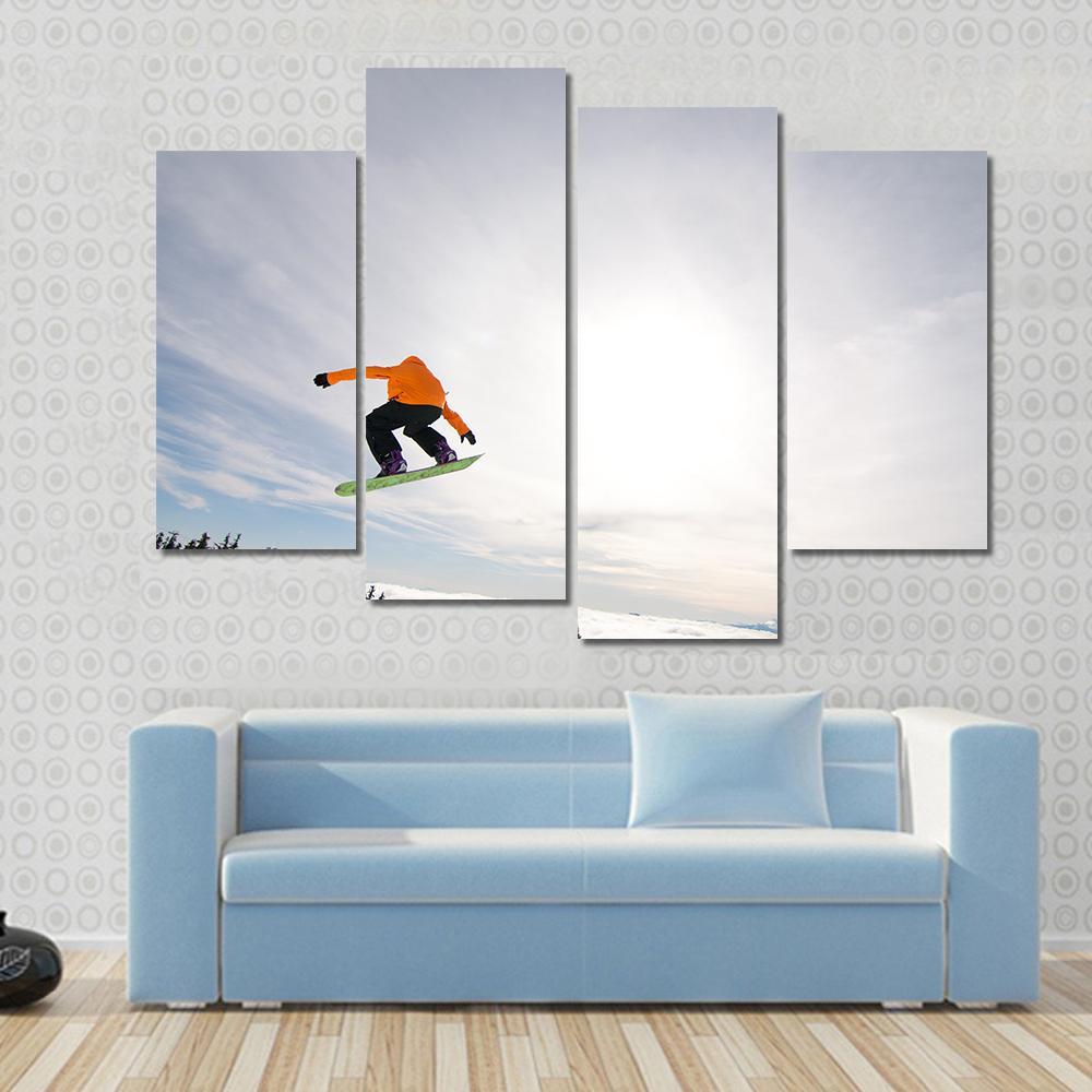 Male Snowboarder Canvas Wall Art-4 Pop-Gallery Wrap-50" x 32"-Tiaracle