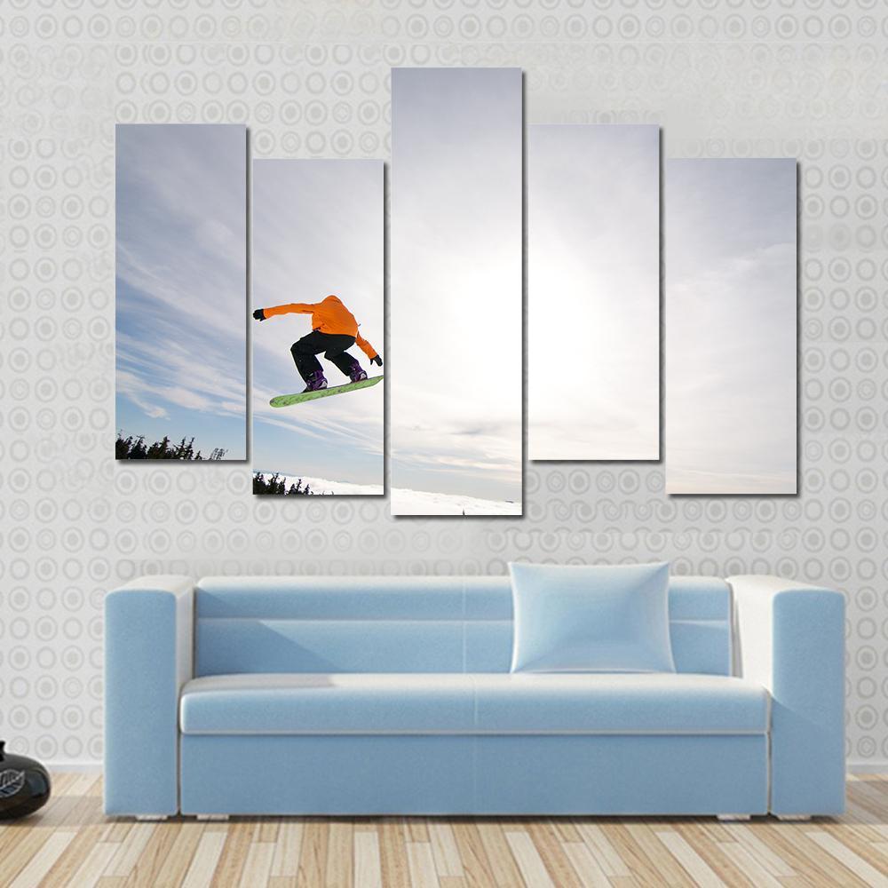 Male Snowboarder Canvas Wall Art-5 Pop-Gallery Wrap-47" x 32"-Tiaracle