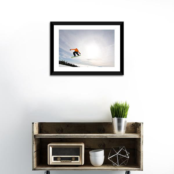 Male Snowboarder Canvas Wall Art-1 Piece-Framed Print-20" x 16"-Tiaracle