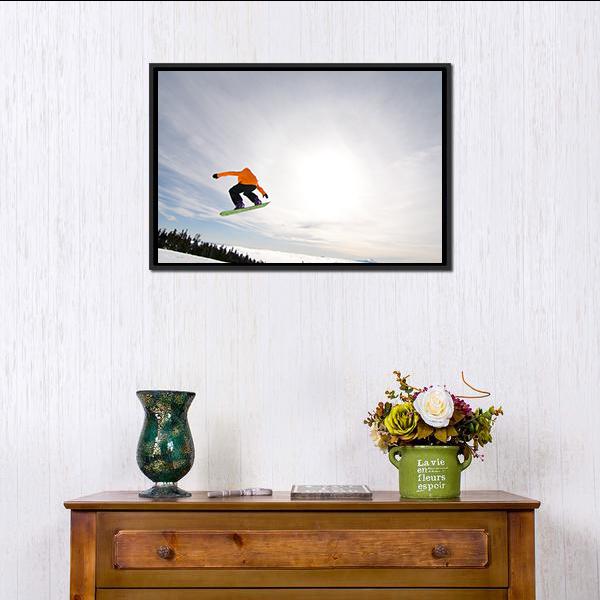 Male Snowboarder Canvas Wall Art-1 Piece-Floating Frame-24" x 16"-Tiaracle