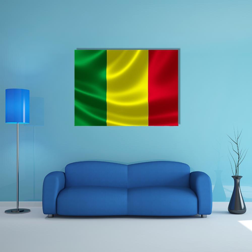 Waving Mali Flag Canvas Wall Art-1 Piece-Gallery Wrap-48" x 32"-Tiaracle