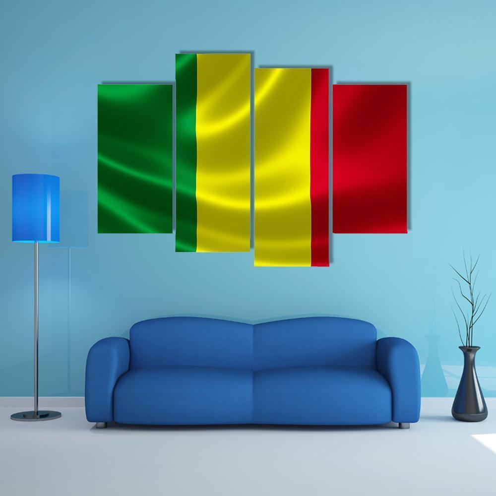 Waving Mali Flag Canvas Wall Art-4 Pop-Gallery Wrap-50" x 32"-Tiaracle