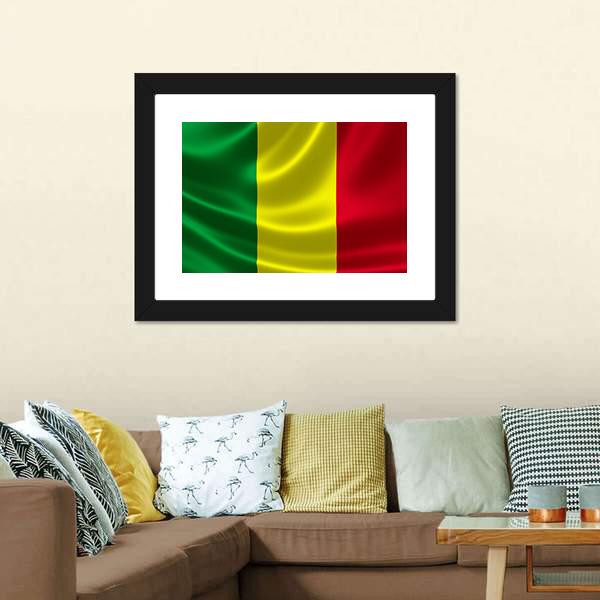 Waving Mali Flag Canvas Wall Art-1 Piece-Framed Print-20" x 16"-Tiaracle