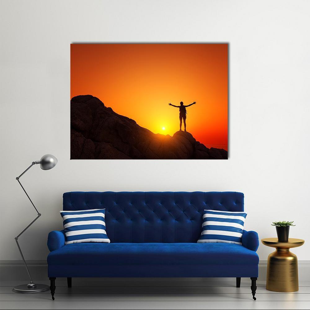 Man Celebrating Success Canvas Wall Art-1 Piece-Gallery Wrap-48" x 32"-Tiaracle