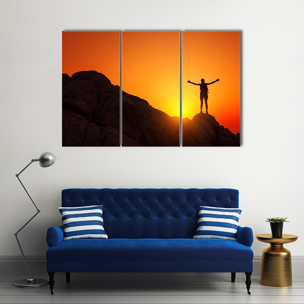 Man Celebrating Success Canvas Wall Art-3 Horizontal-Gallery Wrap-37" x 24"-Tiaracle