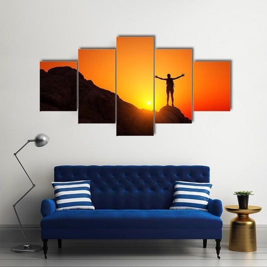 Man Celebrating Success Canvas Wall Art-5 Star-Gallery Wrap-62" x 32"-Tiaracle
