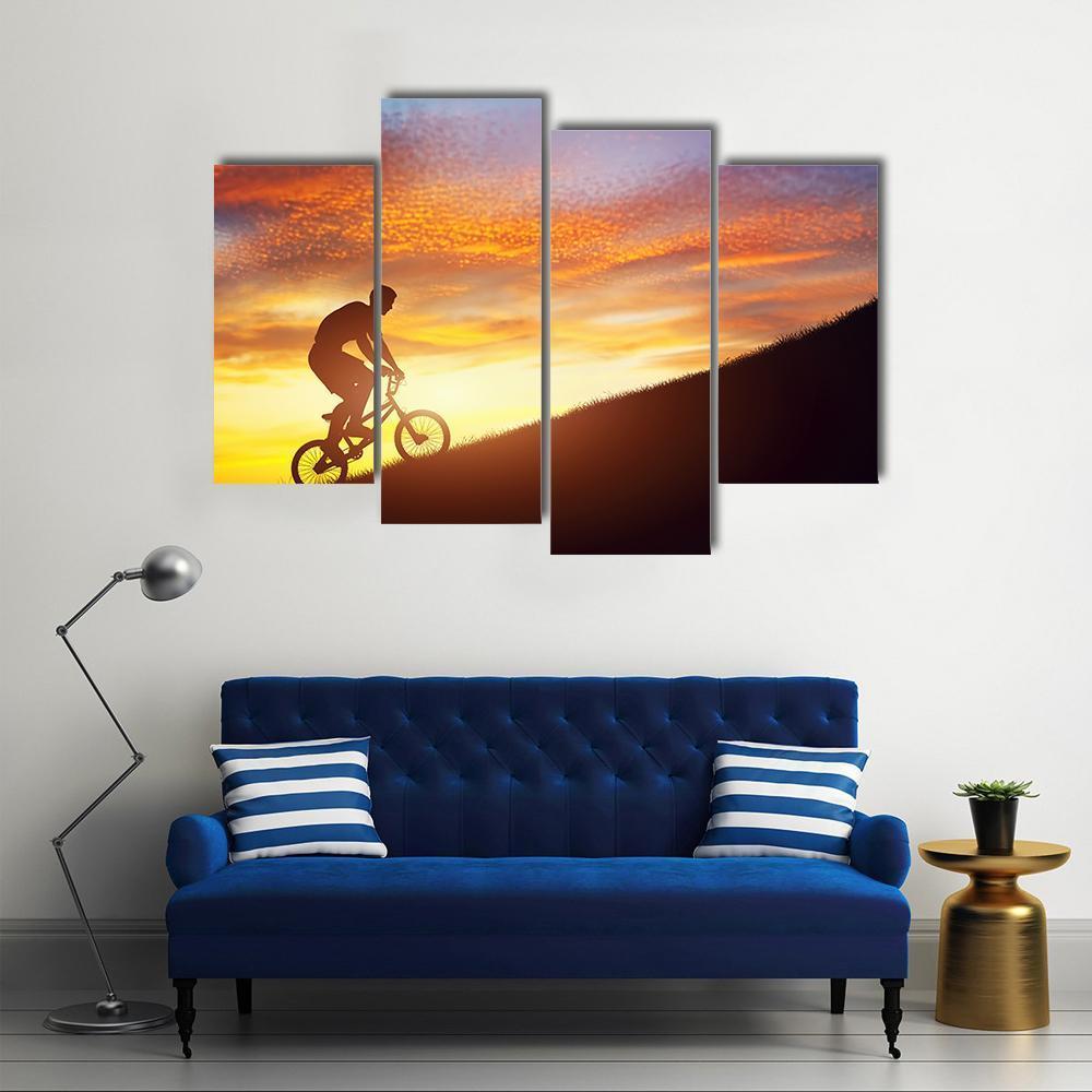 Man Riding Bmx Bike Canvas Wall Art-4 Pop-Gallery Wrap-50" x 32"-Tiaracle