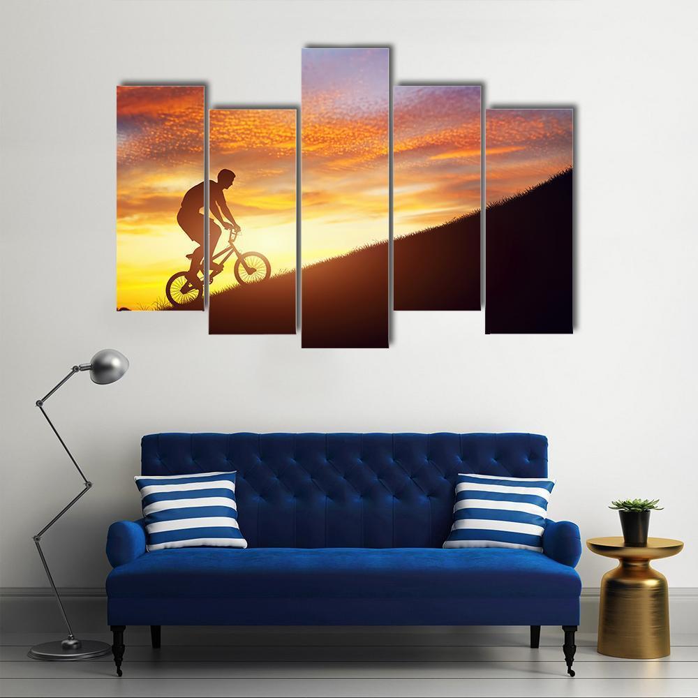 Man Riding Bmx Bike Canvas Wall Art-5 Pop-Gallery Wrap-47" x 32"-Tiaracle