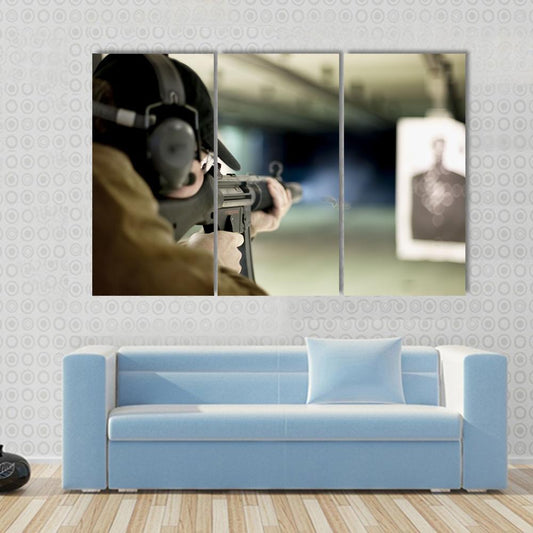 Man Shooting Target Canvas Wall Art-3 Horizontal-Gallery Wrap-37" x 24"-Tiaracle