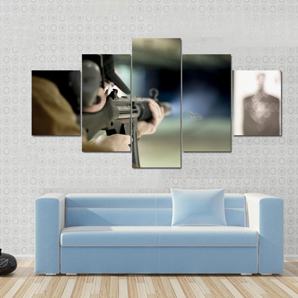 Man Shooting Target Canvas Wall Art-5 Star-Gallery Wrap-62" x 32"-Tiaracle