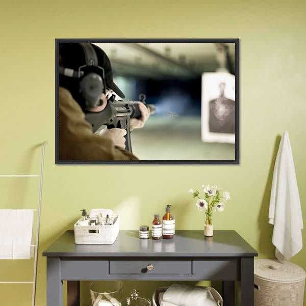 Man Shooting Target Canvas Wall Art-3 Horizontal-Gallery Wrap-25" x 16"-Tiaracle