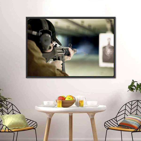 Man Shooting Target Canvas Wall Art-3 Horizontal-Gallery Wrap-25" x 16"-Tiaracle