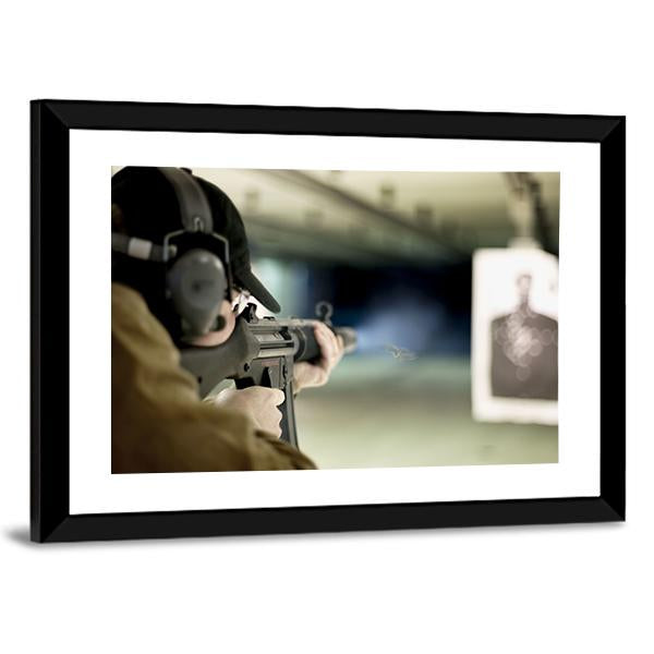 Man Shooting Target Canvas Wall Art-3 Horizontal-Gallery Wrap-25" x 16"-Tiaracle