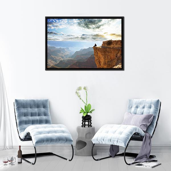 Man Sitting On Grand Canyon Canvas Wall Art-3 Horizontal-Gallery Wrap-25" x 16"-Tiaracle