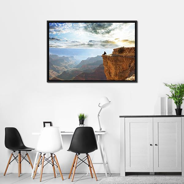 Man Sitting On Grand Canyon Canvas Wall Art-3 Horizontal-Gallery Wrap-25" x 16"-Tiaracle