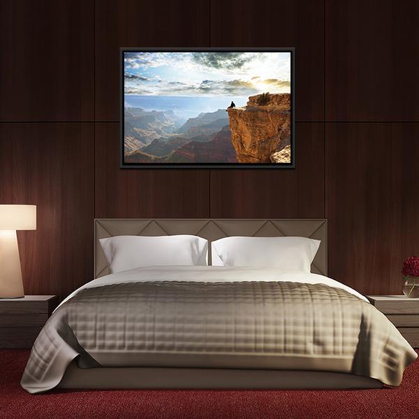 Man Sitting On Grand Canyon Canvas Wall Art-3 Horizontal-Gallery Wrap-25" x 16"-Tiaracle