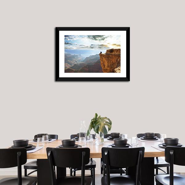 Man Sitting On Grand Canyon Canvas Wall Art-3 Horizontal-Gallery Wrap-25" x 16"-Tiaracle