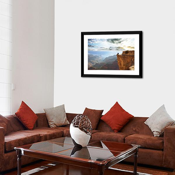 Man Sitting On Grand Canyon Canvas Wall Art-3 Horizontal-Gallery Wrap-25" x 16"-Tiaracle