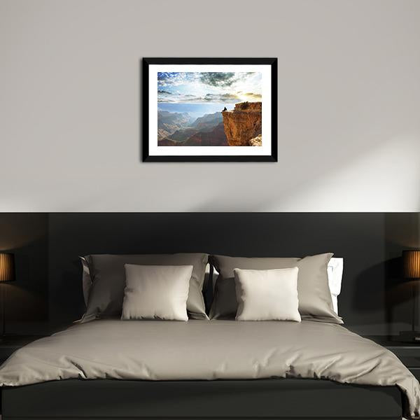 Man Sitting On Grand Canyon Canvas Wall Art-3 Horizontal-Gallery Wrap-25" x 16"-Tiaracle