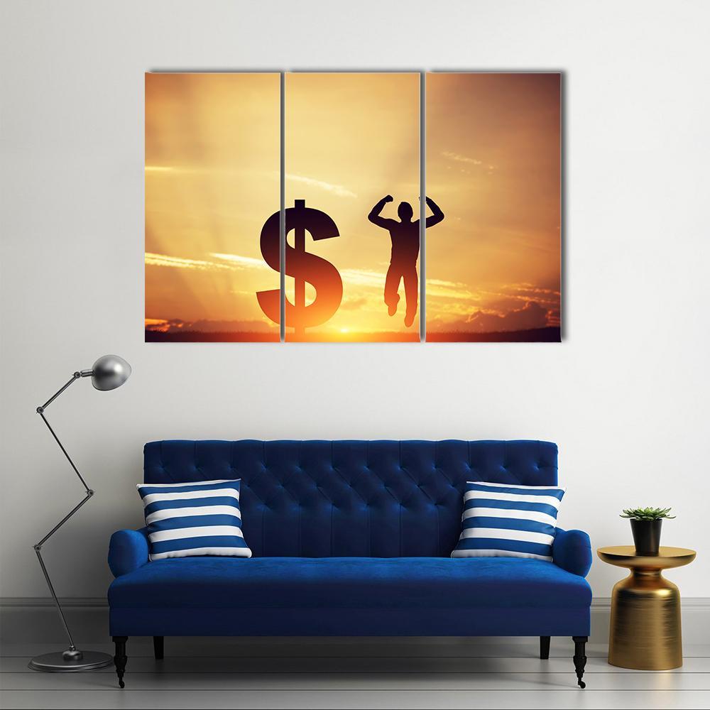 Man With Dollar Symbol Canvas Wall Art-3 Horizontal-Gallery Wrap-37" x 24"-Tiaracle