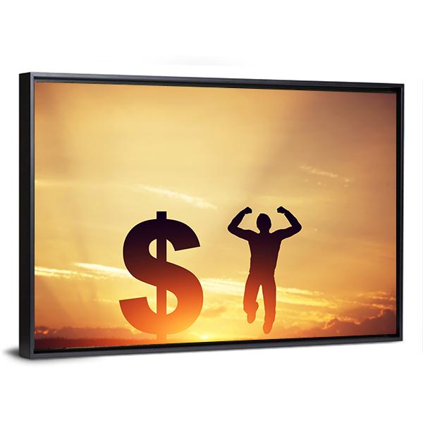 Man With Dollar Symbol Canvas Wall Art-3 Horizontal-Gallery Wrap-25" x 16"-Tiaracle
