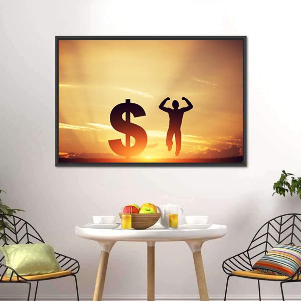 Man With Dollar Symbol Canvas Wall Art-3 Horizontal-Gallery Wrap-25" x 16"-Tiaracle