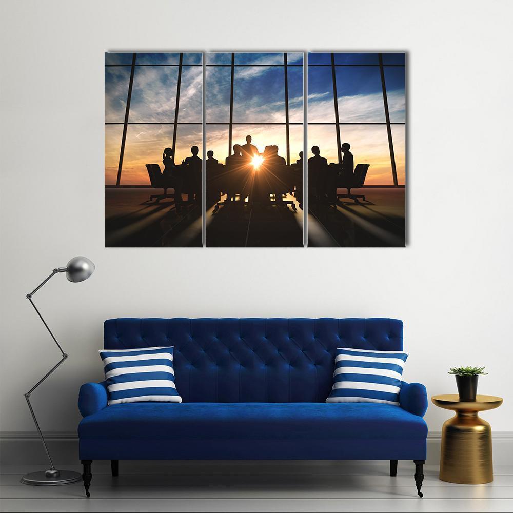 Management Team Silhouette Canvas Wall Art-3 Horizontal-Gallery Wrap-37" x 24"-Tiaracle