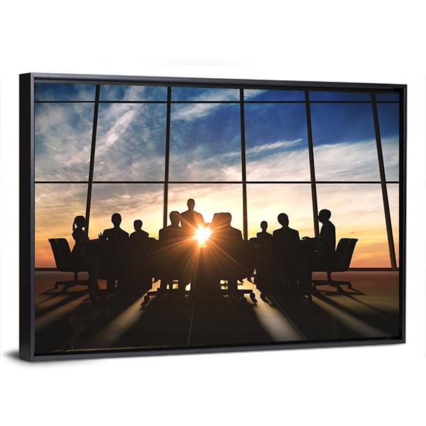 Management Team Silhouette Canvas Wall Art-3 Horizontal-Gallery Wrap-25" x 16"-Tiaracle
