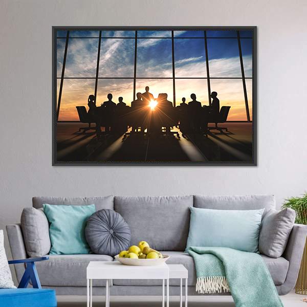 Management Team Silhouette Canvas Wall Art-3 Horizontal-Gallery Wrap-25" x 16"-Tiaracle