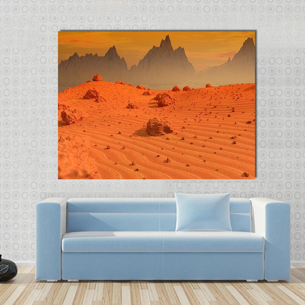 Landscape Of Mars Canvas Wall Art-1 Piece-Gallery Wrap-48" x 32"-Tiaracle