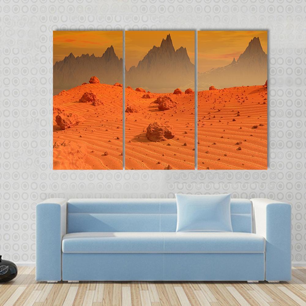 Landscape Of Mars Canvas Wall Art-3 Horizontal-Gallery Wrap-37" x 24"-Tiaracle