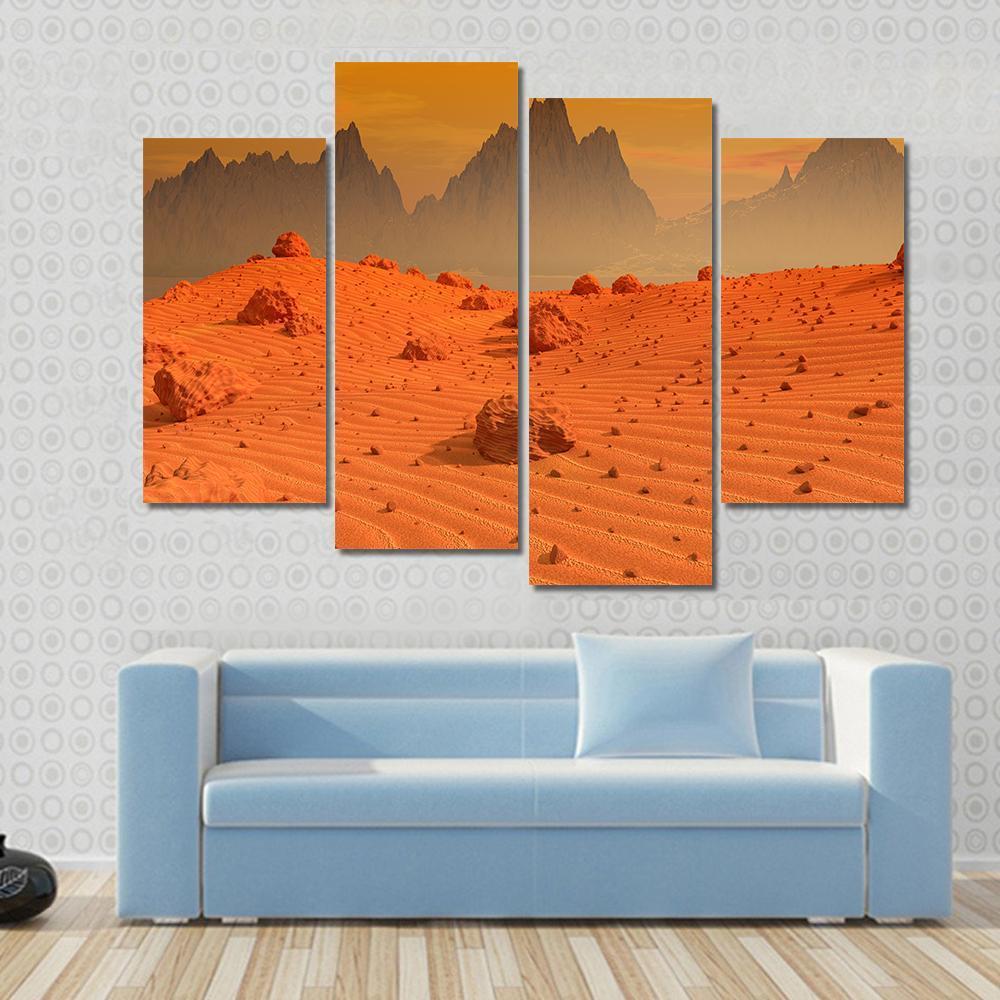 Landscape Of Mars Canvas Wall Art-4 Pop-Gallery Wrap-50" x 32"-Tiaracle