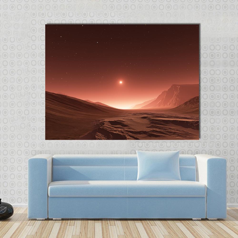 Sunset On Mars Canvas Wall Art-1 Piece-Gallery Wrap-48" x 32"-Tiaracle