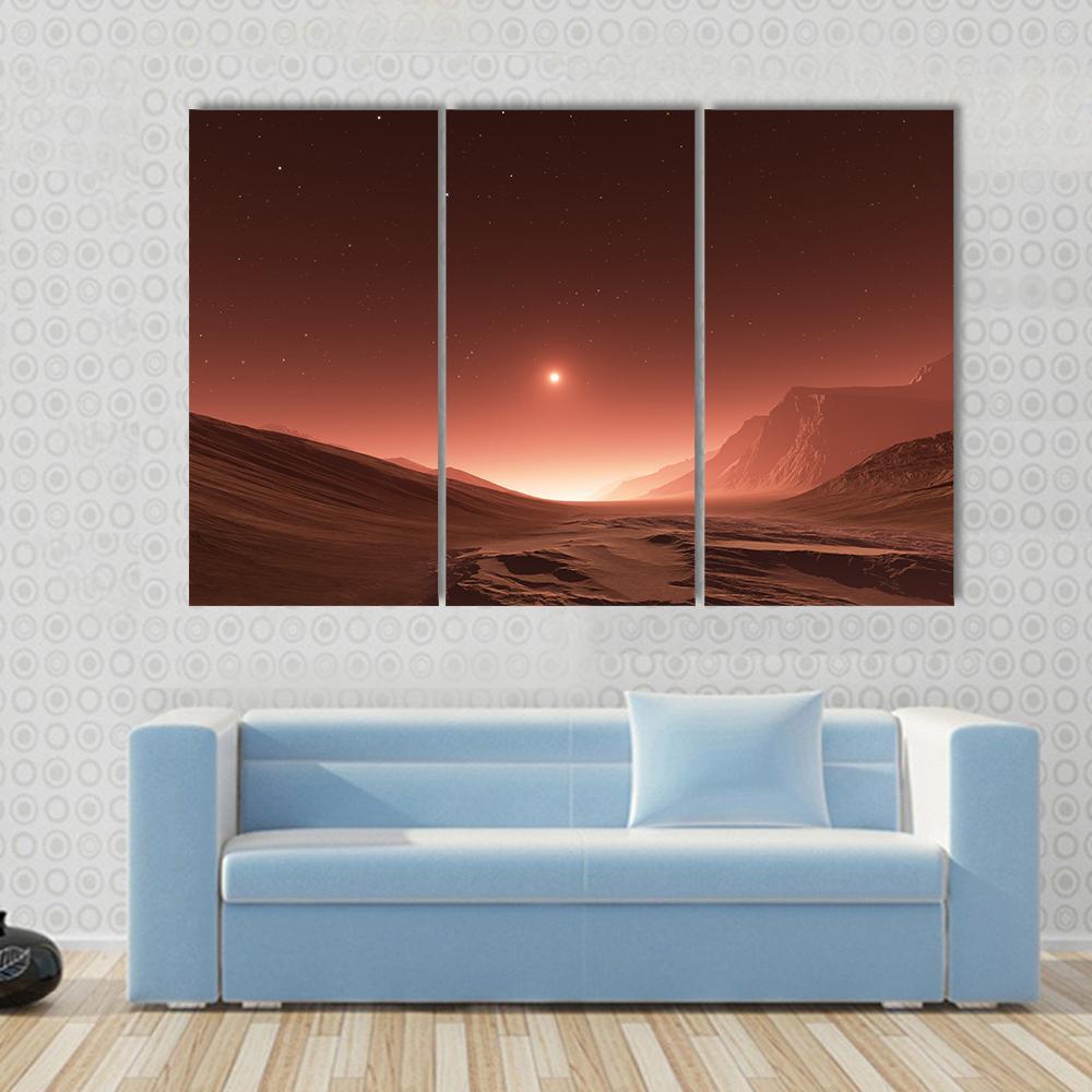 Sunset On Mars Canvas Wall Art-3 Horizontal-Gallery Wrap-37" x 24"-Tiaracle