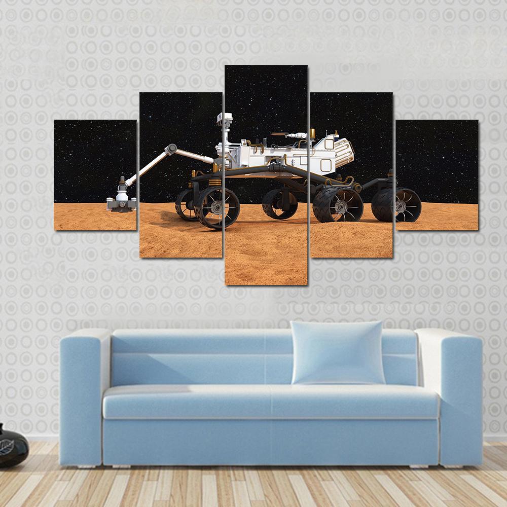 Curiosity Mars Rover Canvas Wall Art-5 Star-Gallery Wrap-62" x 32"-Tiaracle