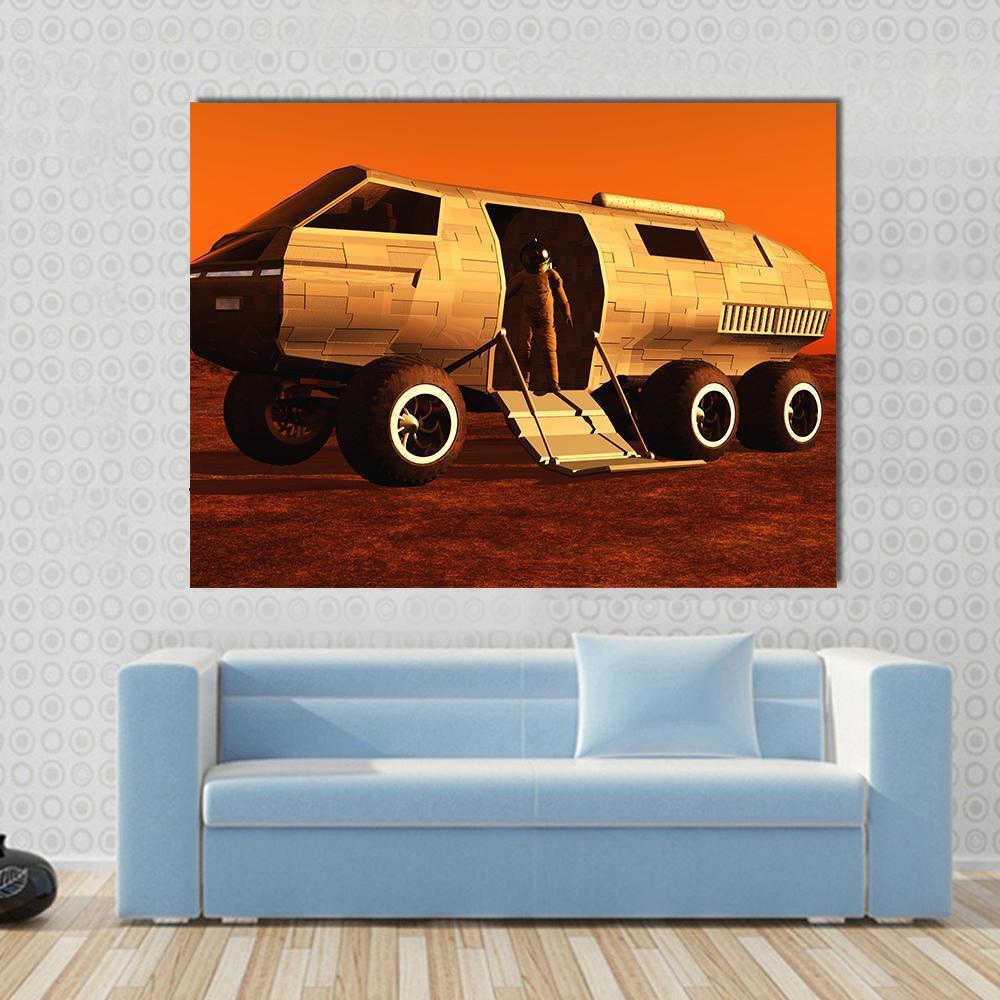 Astronaut In Mars Rover Canvas Wall Art-1 Piece-Gallery Wrap-48" x 32"-Tiaracle