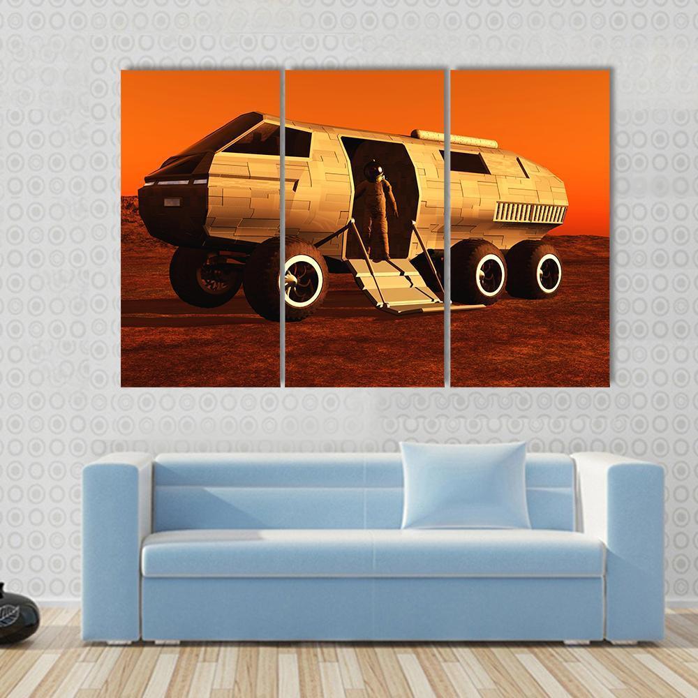 Astronaut In Mars Rover Canvas Wall Art-3 Horizontal-Gallery Wrap-37" x 24"-Tiaracle