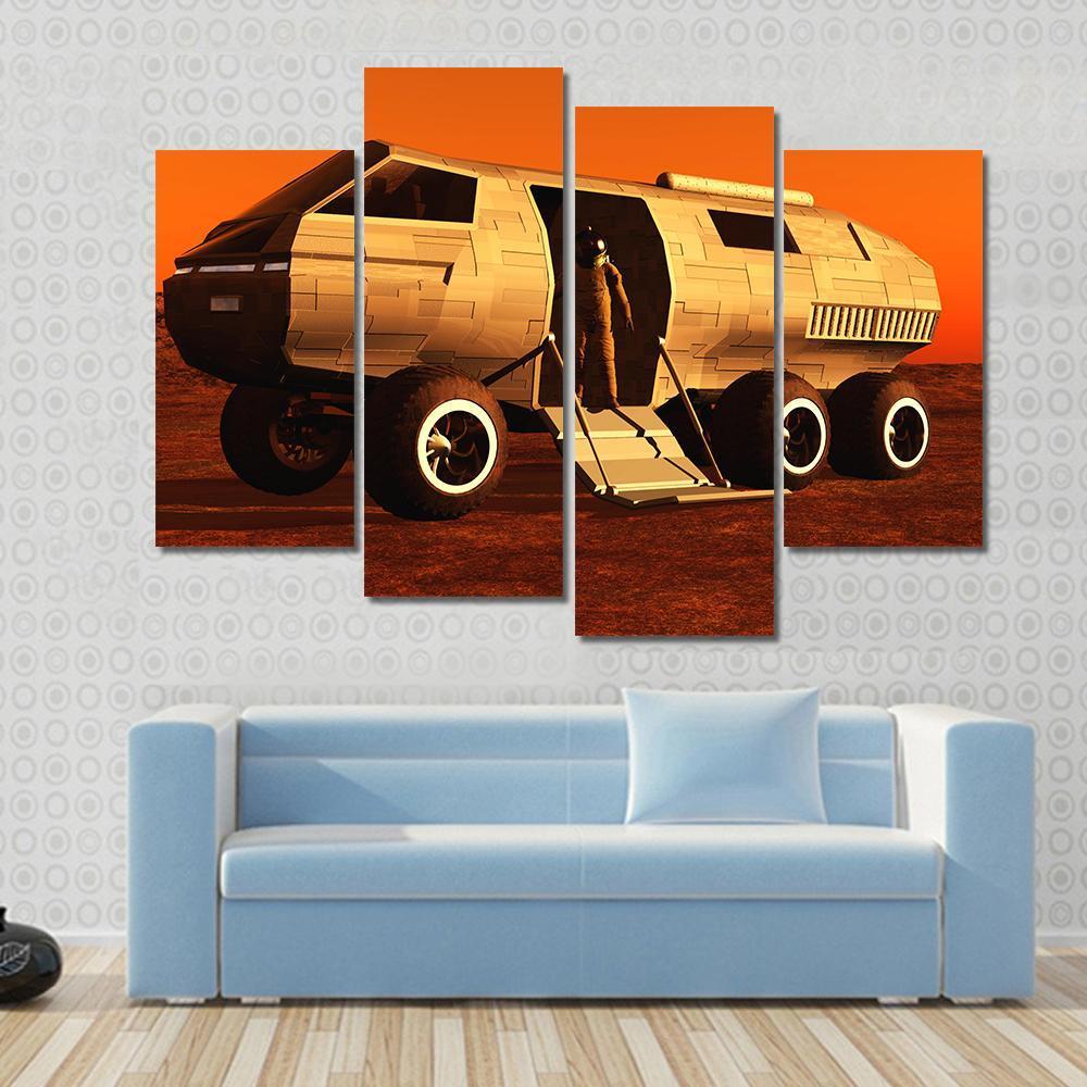 Astronaut In Mars Rover Canvas Wall Art-4 Pop-Gallery Wrap-50" x 32"-Tiaracle