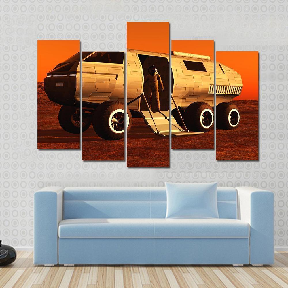 Astronaut In Mars Rover Canvas Wall Art-5 Pop-Gallery Wrap-47" x 32"-Tiaracle