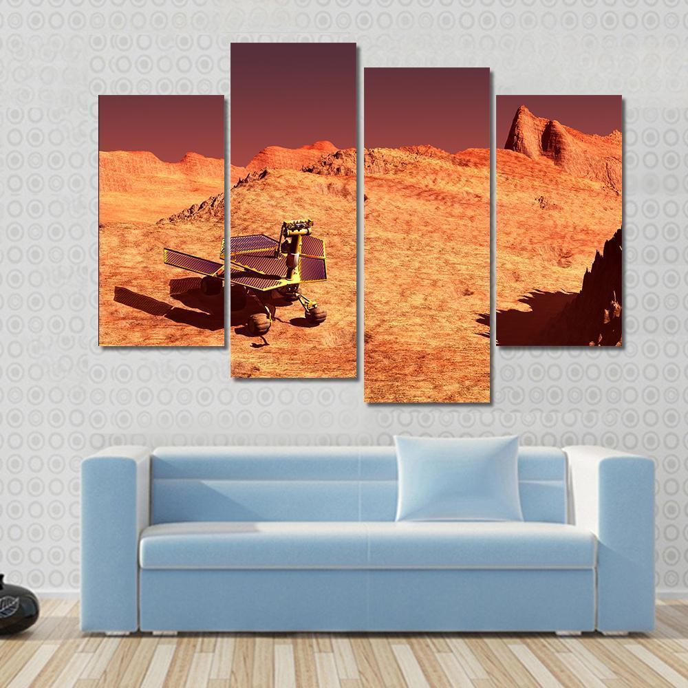 Mars Rover On Mars Canvas Wall Art-4 Pop-Gallery Wrap-50" x 32"-Tiaracle