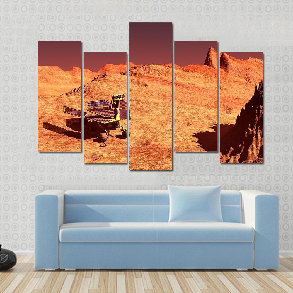 Mars Rover On Mars Canvas Wall Art-5 Pop-Gallery Wrap-47" x 32"-Tiaracle