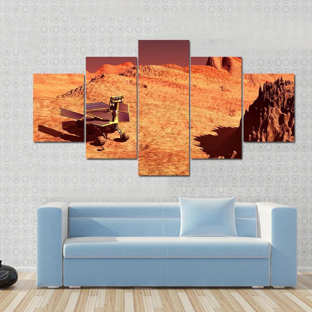 Mars Rover On Mars Canvas Wall Art-5 Star-Gallery Wrap-62" x 32"-Tiaracle