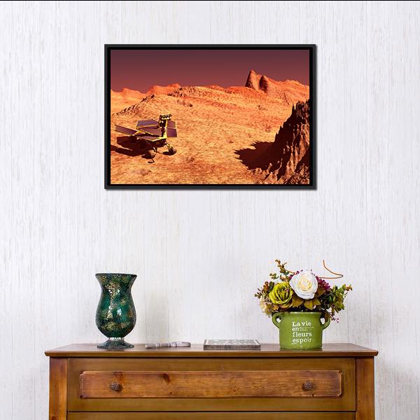 Mars Rover On Mars Canvas Wall Art-1 Piece-Floating Frame-24" x 16"-Tiaracle