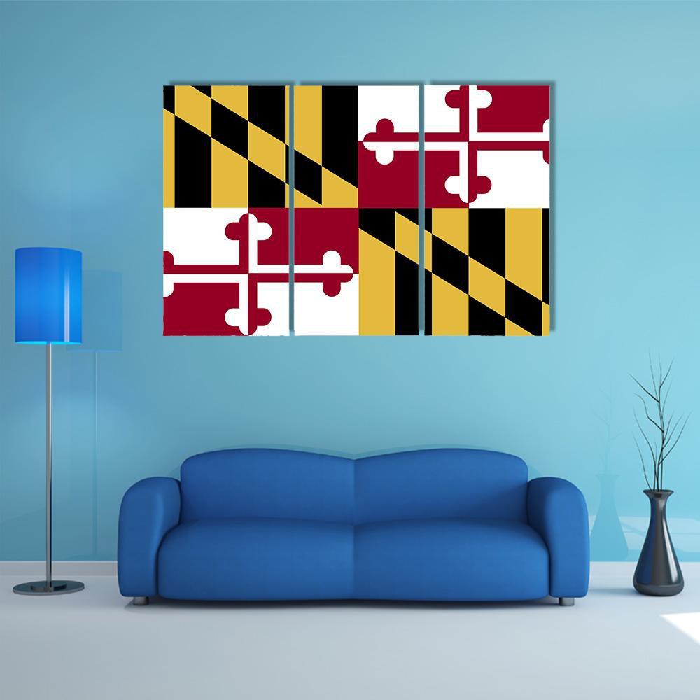 Maryland Flag Canvas Wall Art-3 Horizontal-Gallery Wrap-37" x 24"-Tiaracle