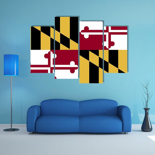 Maryland Flag Canvas Wall Art-4 Pop-Gallery Wrap-50" x 32"-Tiaracle