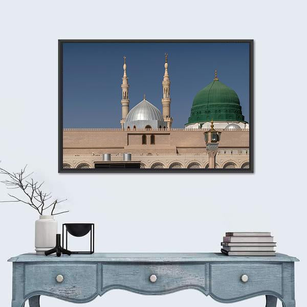 Masjid Al-Haram Canvas Wall Art-1 Piece-Floating Frame-24" x 16"-Tiaracle